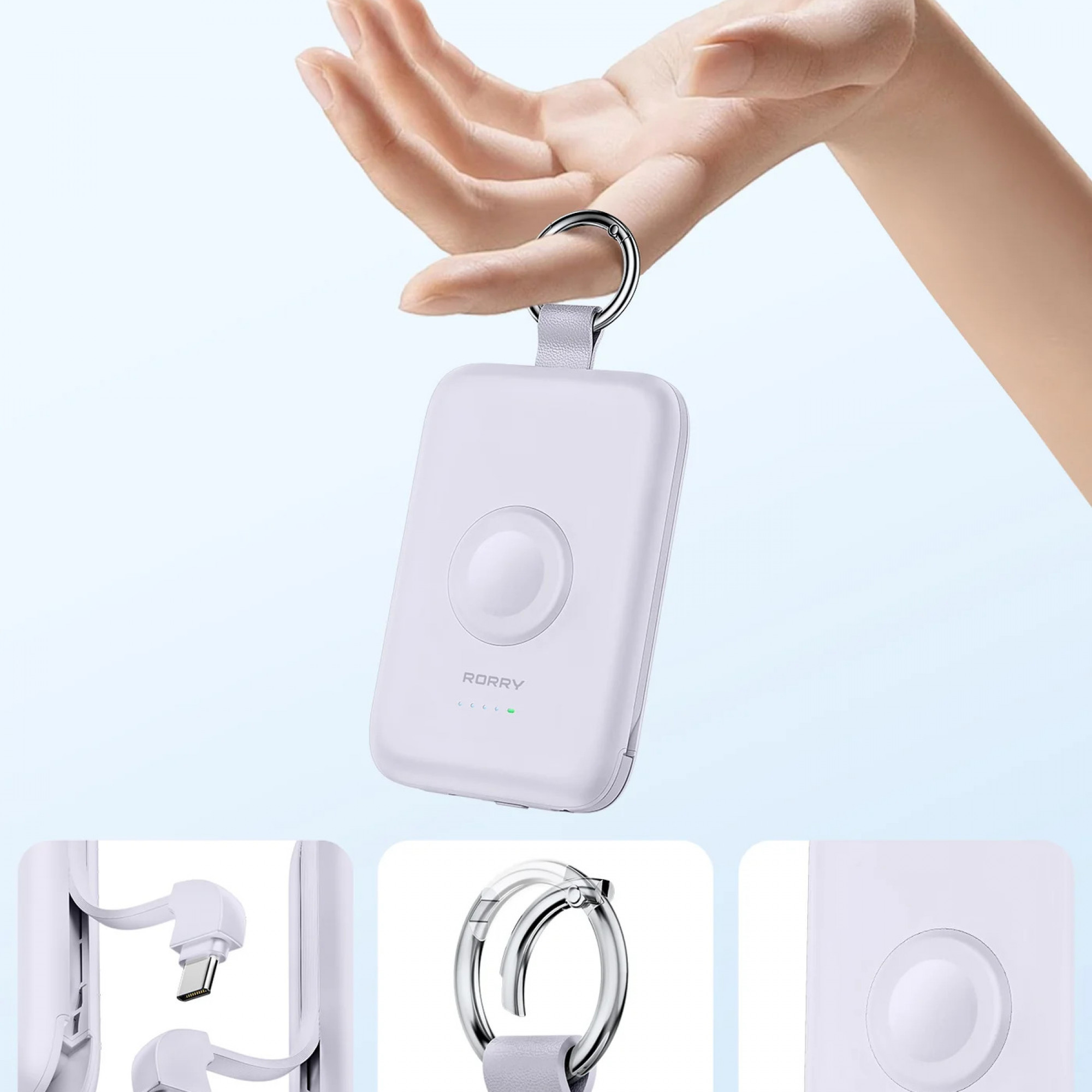 Багатофункціональний  павербанк RORRY D2-10000mAh Portable Charger Keychain Power Bank 20W